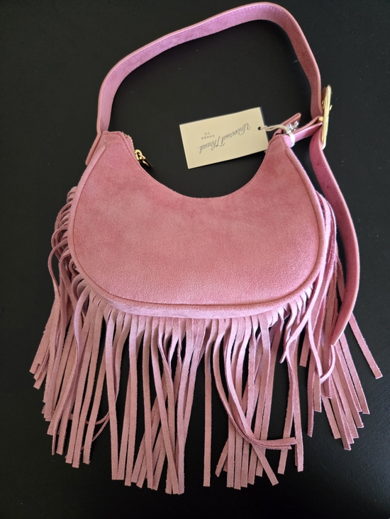 Universal Thread Handbags - NWT Universal Thread Pink Faux Suede Fringe Crescent Shoulder Bag